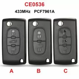 Remotekey CE0536 Flip Remote Car Key Middle Light 3 Button For