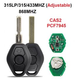(315/433MHz Adjustable) PCF7945 Transponder 3 Buttons BMW CAS2  Remote Key for 3 5 series X5 X3 Z4