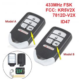 (434 MHz) KR5V2X 4+1 Buttons Smart Proximity Key for Honda - with 47Chip