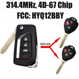 Remote Key 4 Buttons 315MHz 4D67 Chip for 2007-2010 Toyota Avalon Corolla FCC ID: HYQ12BBY