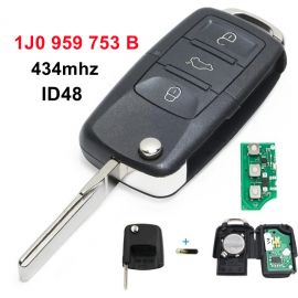 3 Buttons 434 MHz Flip Remote Key for VW - 1J0 959 753B